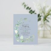 Budget Stusty Blue Eucalyptus Wedding Invita (Staand voorkant)