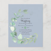 Budget Stusty Blue Eucalyptus Wedding Invita (Voorkant)