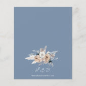 Budget Stusty Blue Floral Boho Wedding Uitnodiging (Achterkant)