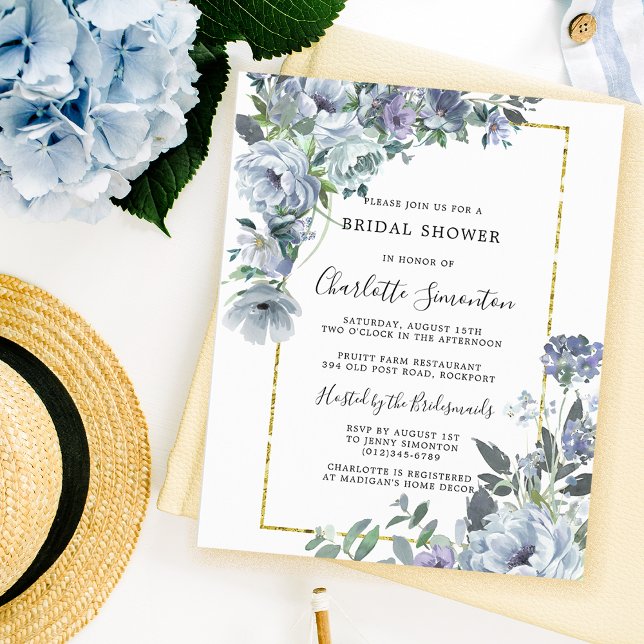 Budget Stusty Blue Floral Bridal Shower (Creator heeft geüpload)