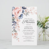 Budget Stusty Blue Floral Bridal Shower Briefpapier (Staand voorkant)