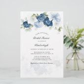 Budget Stusty Blue Floral Bridal Shower Briefpapier (Staand voorkant)