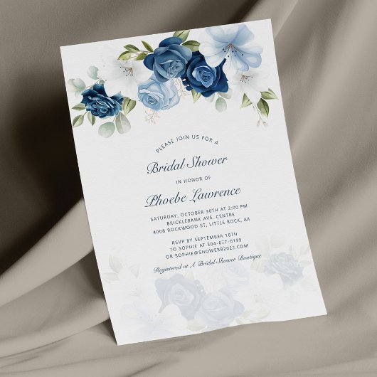 Budget Stusty Blue Floral Bridal Shower Briefpapier