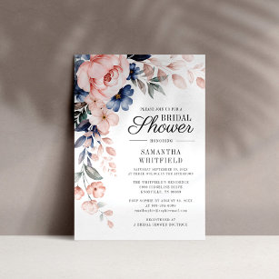 Budget Stusty Blue Floral Bridal Shower Briefpapier