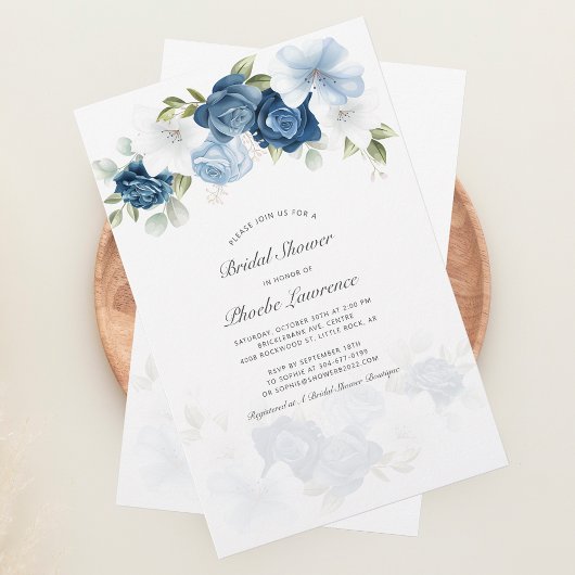 Budget Stusty Blue Floral Bridal Shower Briefpapier