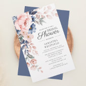 Budget Stusty Blue Floral Bridal Shower Briefpapier