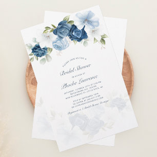 Budget Stusty Blue Floral Bridal Shower Briefpapier