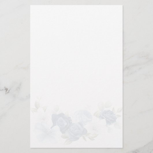 Budget Stusty Blue Floral Bridal Shower Briefpapier (Achterkant)