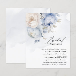 Budget Stusty Blue Floral Bridal Shower Invitation