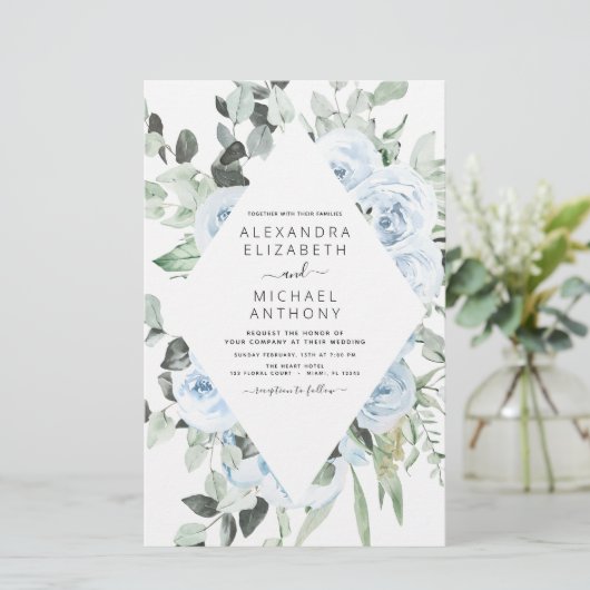 Budget Stusty Blue Floral Greenery Wedding (Staand voorkant)