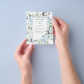 Budget Stusty Blue Floral Greenery Wedding Flyer (Hand)