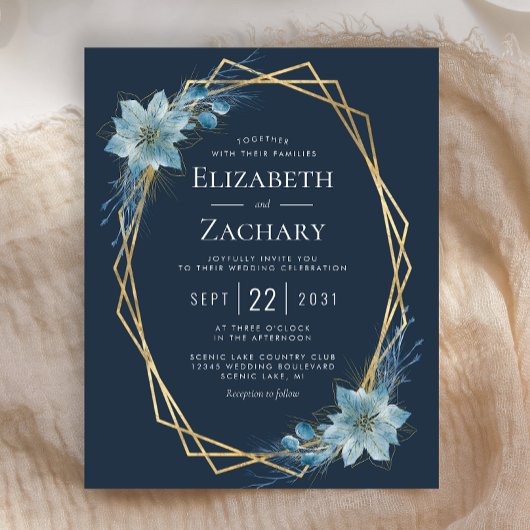 Budget Stusty Blue Floral Navy Winter Wedding