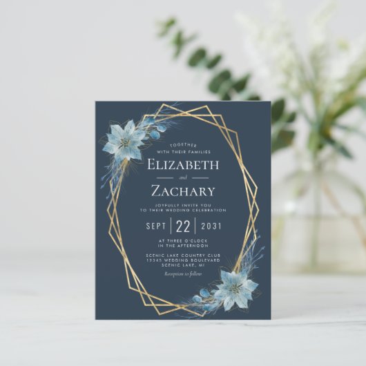 Budget Stusty Blue Floral Navy Winter Wedding (Staand voorkant)