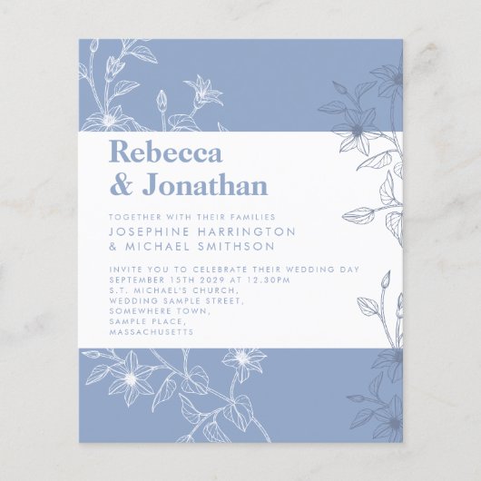 Budget Stusty Blue Floral Paper Weduwen (Voorkant)