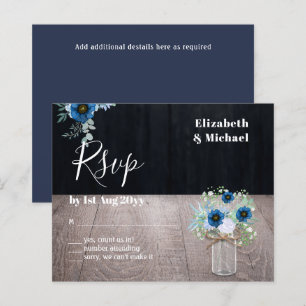 BUDGET Stusty Blue Floral RSVP Rustic Wedding