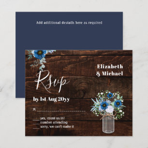 BUDGET Stusty Blue Floral RSVP Rustic Wedding