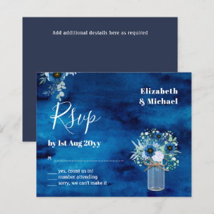 BUDGET Stusty Blue Floral RSVP zwart-wit