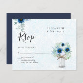 BUDGET Stusty Blue Floral RSVP zwart-wit (Voorkant / Achterkant)