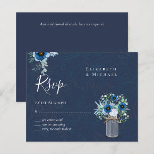 BUDGET Stusty Blue Floral RSVP zwart-wit
