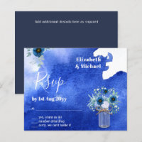 BUDGET Stusty Blue Floral RSVP zwart-wit