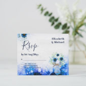 BUDGET Stusty Blue Floral RSVP zwart-wit (Staand voorkant)