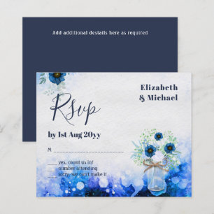 BUDGET Stusty Blue Floral RSVP zwart-wit
