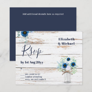 BUDGET Stusty Blue Floral RSVP zwart-wit