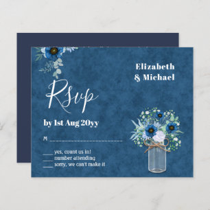 BUDGET Stusty Blue Floral RSVP zwart-wit
