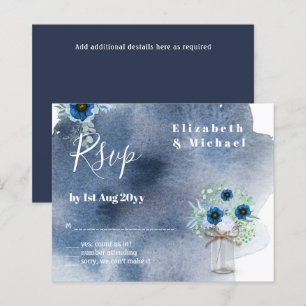 BUDGET Stusty Blue Floral RSVP zwart-wit