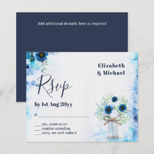 BUDGET Stusty Blue Floral RSVP zwart-wit
