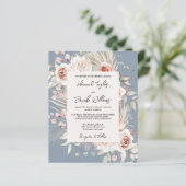 Budget Stusty Blue Floral Rustic Wedding Invitatio (Staand voorkant)