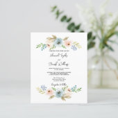 Budget Stusty Blue Floral Rustic Wedding Invite (Staand voorkant)
