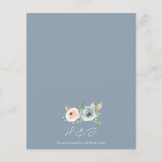Budget Stusty Blue Floral Rustic Wedding Invite (Achterkant)