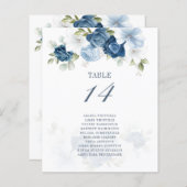 Budget Stusty Blue Floral Table Number en Seat (Voorkant / Achterkant)