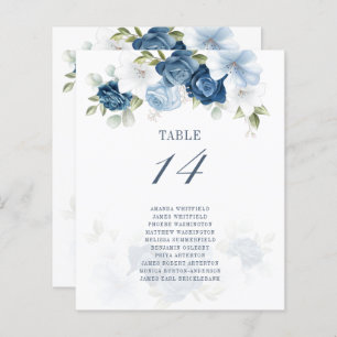 Budget Stusty Blue Floral Table Number en Seat