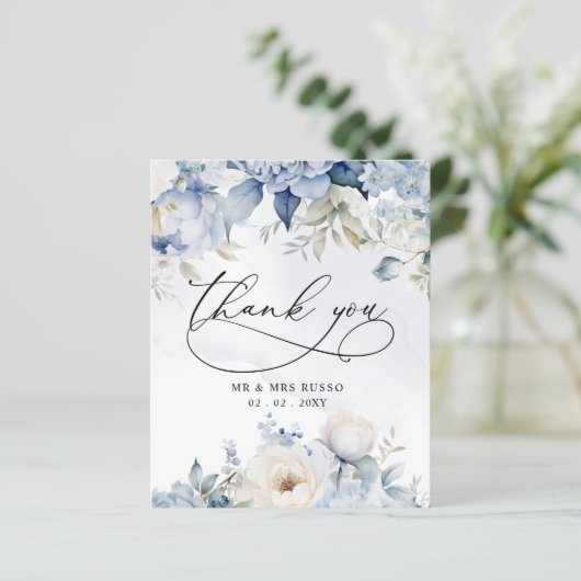Budget Stusty Blue Floral Weddenschap Hartelijk da (Staand voorkant)