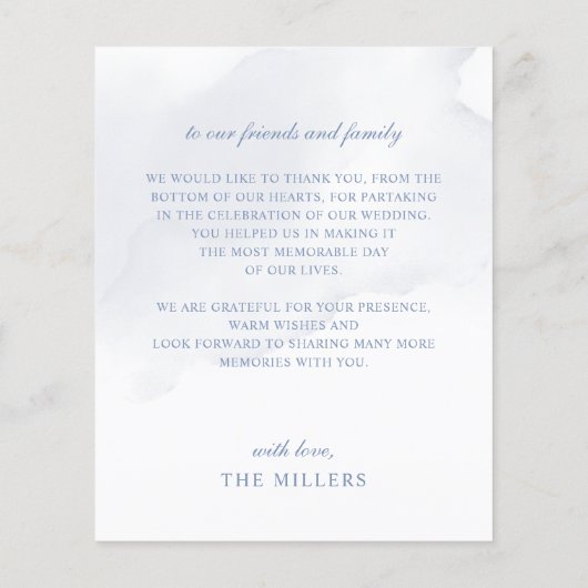 Budget Stusty Blue Floral Weddenschap Hartelijk da (Achterkant)