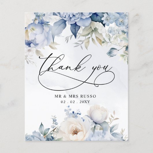 Budget Stusty Blue Floral Weddenschap Hartelijk da (Voorkant)