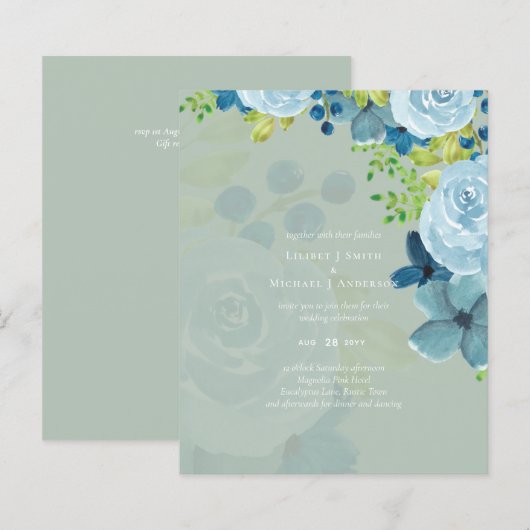 Budget Stusty Blue Floral Wedding (Voorkant / Achterkant)