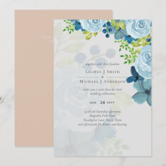 Budget Stusty Blue Floral Wedding (Voorkant / Achterkant)