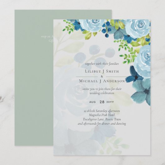 Budget Stusty Blue Floral Wedding (Voorkant / Achterkant)