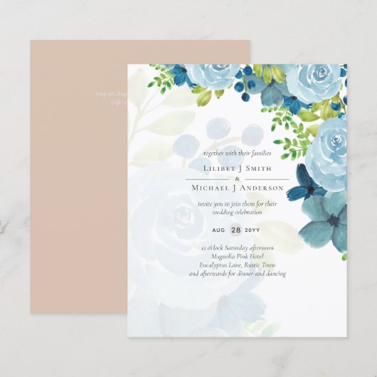 Budget Stusty Blue Floral Wedding (Voorkant / Achterkant)