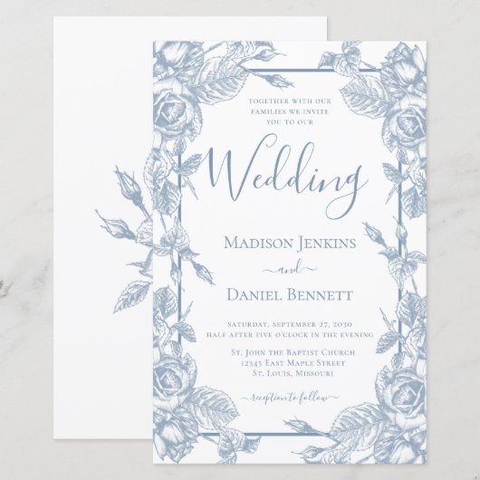 Budget Stusty Blue Floral Wedding (Voorkant / Achterkant)