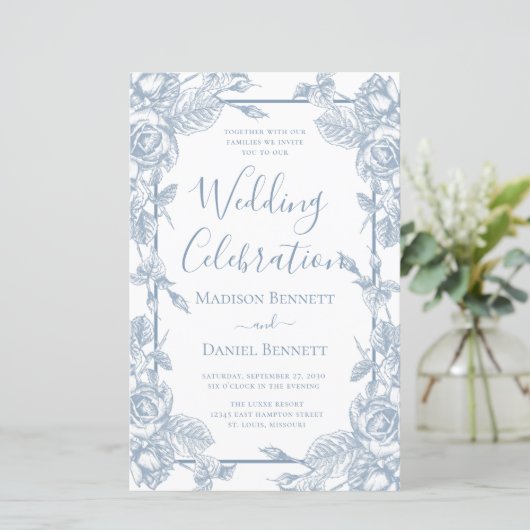 Budget Stusty Blue Floral Wedding Celebration (Staand voorkant)