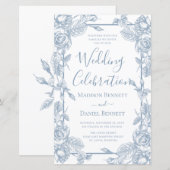 Budget Stusty Blue Floral Wedding Celebration (Voorkant / Achterkant)