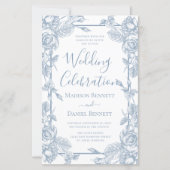 Budget Stusty Blue Floral Wedding Celebration (Voorkant)