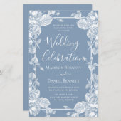 Budget Stusty Blue Floral Wedding Celebration (Voorkant / Achterkant)