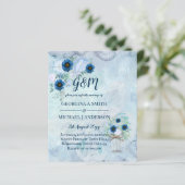 BUDGET Stusty Blue Floral Wedding Invite (Staand voorkant)