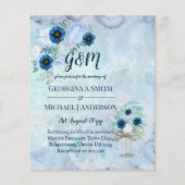 BUDGET Stusty Blue Floral Wedding Invite (Voorkant)