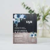 BUDGET Stusty Blue Floral Wedding Invites (Staand voorkant)